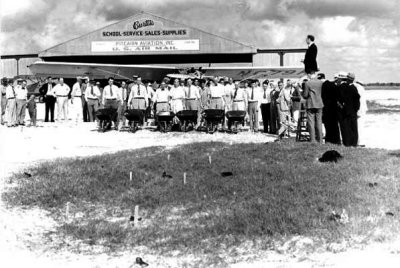 1929 - Guests attending a ground-breaking ceremony at Miami Municipal Airport in NW Dade County, FL