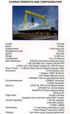CHARACTERISTICS and CONFIGURATION - USCGC BERTHOLF (WMSL 750)
