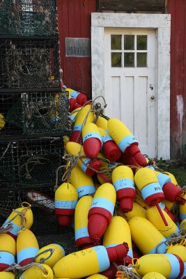 Buoys outside a house near Boyces Motel in Stonington, at the tip of the island.