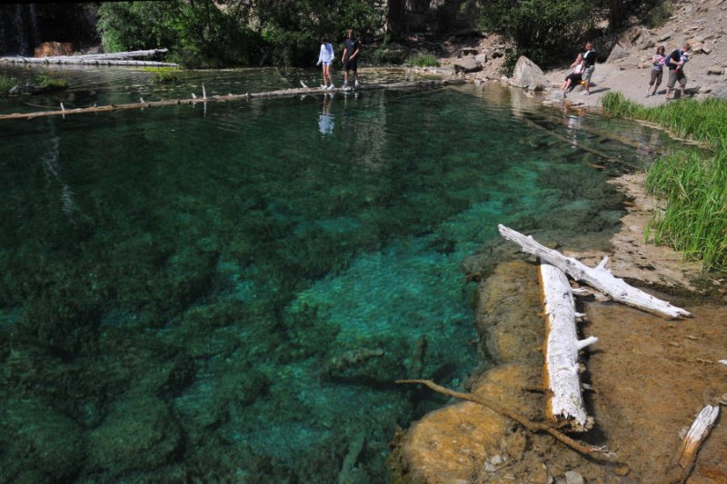Turquoise water over travertine