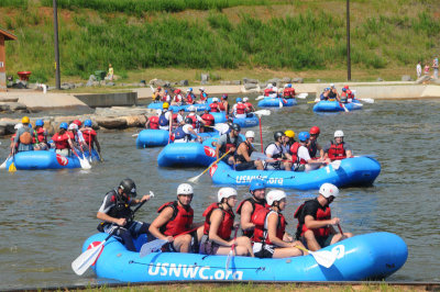 Lots of rafts getting ready to ride one of the three rivers