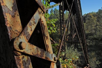 Under the rail trestle