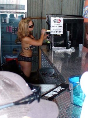 Here she is pouring up some Frozen Jack and Coke