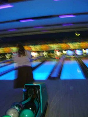 Shannon takes her turn on the lanes