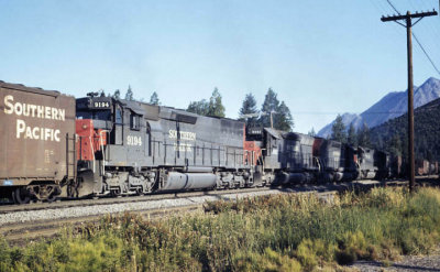 Helpers on eastbound at Mt Shasta. August 1976