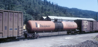 Hooker tank car at Dunsmuir. July 1978