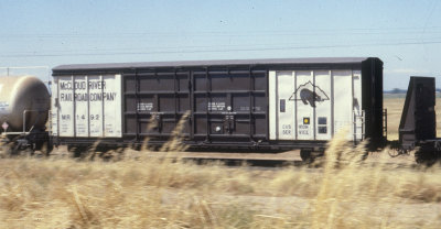 McCloud boxcar at Wheatland, CA. August 1978