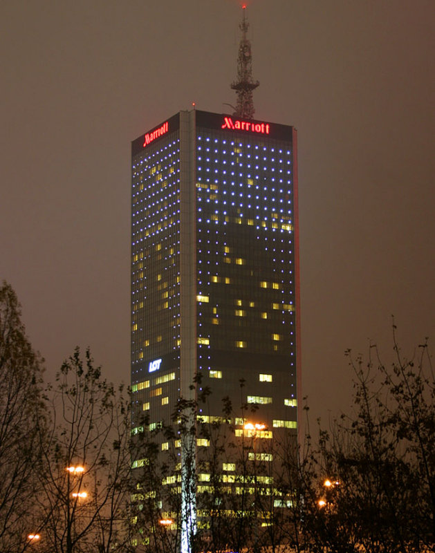 Marriott Hotel at night