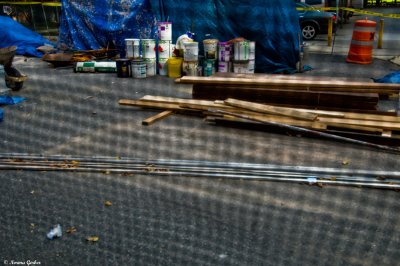 Composition of slats and paint