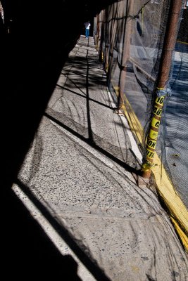 Net projection on sidewalk