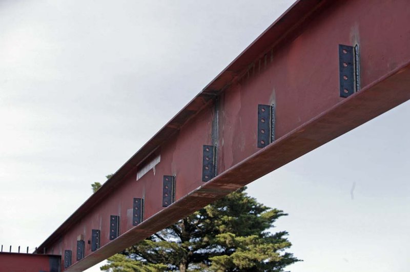 Main beam welded, brackets for ceiling joists