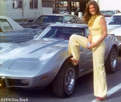 1976 - Brenda Reiter and my Corvette at Miami International Airport