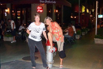 July 2008 - Linda Mitchell Grother and Brenda at the Van Dyke Cafe on Lincoln Road Mall