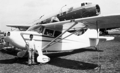 1958 - Ted Crownover with his dad's completed Stinson