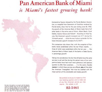 1954 Pan American Bank moving booklet, Miami, Florida