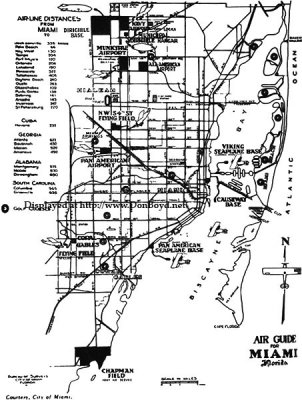 1930's - Air Guide for Miami, depicting airfields in Dade County at the time