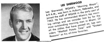 Mid 1960's - WQAM disc jockey Lee Sherwood on the back of WQAM's Oldies but Goodies record album