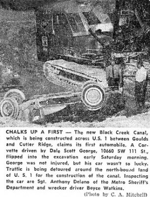1961 - Dale Scott George flips his Corvette at the new Black Creek Canal on US 1