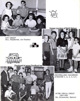 1964 - the Art Group, the 1st thru 5th Grade Spelling Champs and the Audio Visual Group at Dr. John G. DuPuis Elementary School
