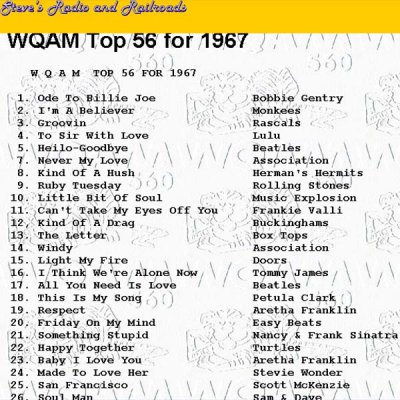 WQAM top songs for 1967