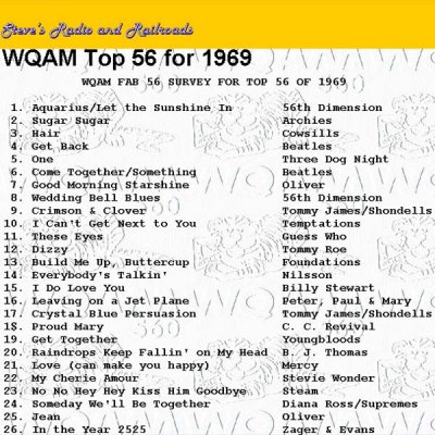 WQAM top songs for 1969