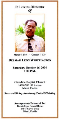 Delmar's funeral service pamphlet