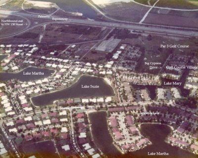 1976 - aerial view of Lake Suzie section of Miami Lakes and the Palmetto Expressway