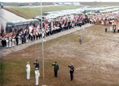 1970 - YN2 Don Boyd raising the American flag at a I-75 interchange dedication