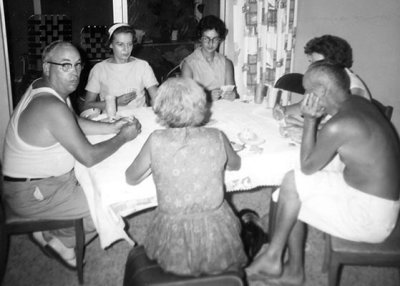 Early 1960's - Bill Sweeney, Irene Anthonsen, Clarice Arnold, Teresa Kayal, John Boyd, and Dot Sweeney playing cards