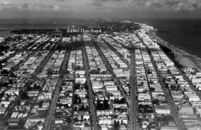 1962 - aerial view of Miami Beach from the Goodyear Blimp Mayflower