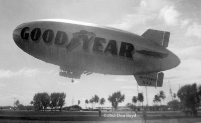 1962 - the Goodyear Blimp GZ-19 Mayflower N4A lifting off from Watson Island, Miami