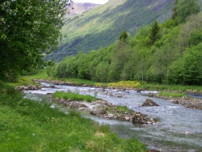 Loen stream below waterfalls