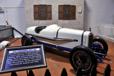 This 1921 Duesenberg race car was one of three that raced at Le Mans in 1921, one of which won.