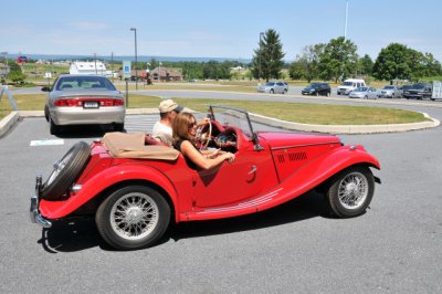 The 1954 MG is taken out for a  test drive around the museum.