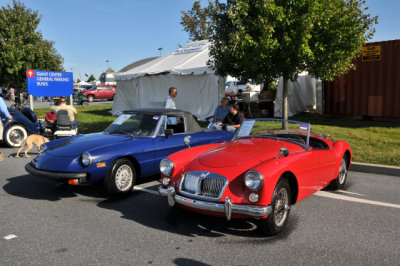 1960 MGA 1600, right, and Alfa Romeo from 1970s