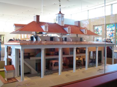 A scale model of the mansion is on display at the orientation center.