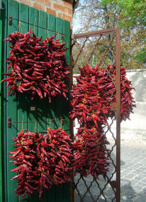 strings of paprika peppers for sale in szentendre