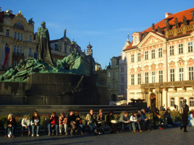 jan hus statue in the main square