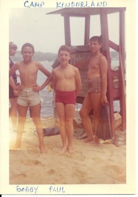 Bobby Smith, Paul Shneyer & Greg ? Seniors Bunk 12 July 1964.jpg