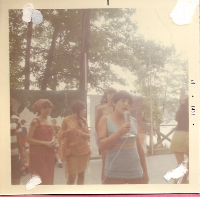 Peace Olympics 1967 Tina Bernstein & Kathy Sindin on the mike.jpg