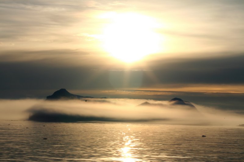 Midnightsun over the icefjord, Greenland