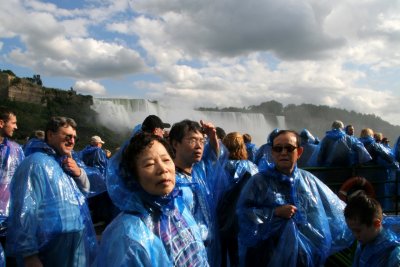 Tourists on The Maid of the Mist, Niagara Falls (American Falls), Take 2
