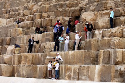 Tourists at the Entrance to Cheops Pyramid, Gizeh