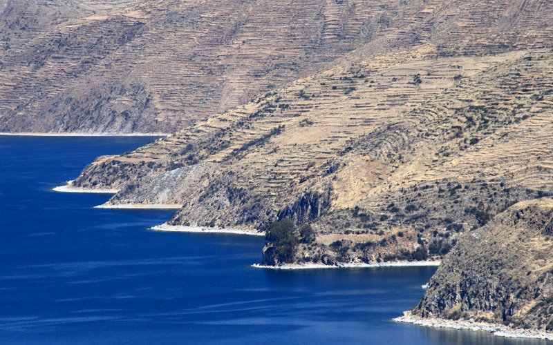 Deep blue waters of Titicaca Lake