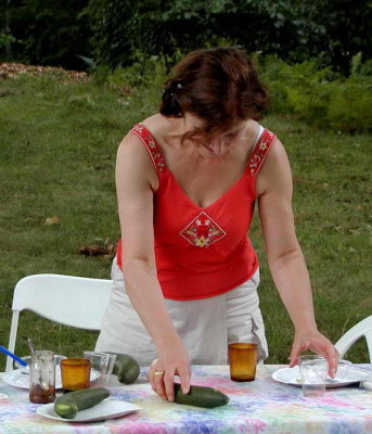 Michèle dresse la table