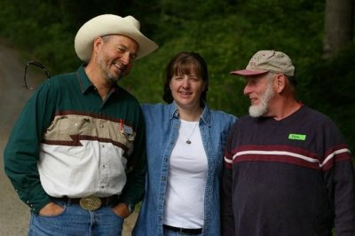Darrell Wallace and Ben Burgi corraled by DNR's Christine Redmond