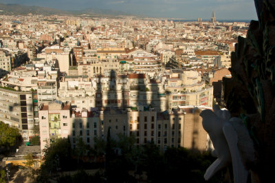 Shadow of Sagrada Familia over the city