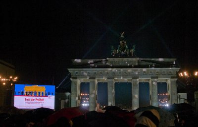 Brandenburg Gate with Video wall signaling Celebration of Freedom