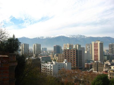 rare view of the andes mts behind santiago