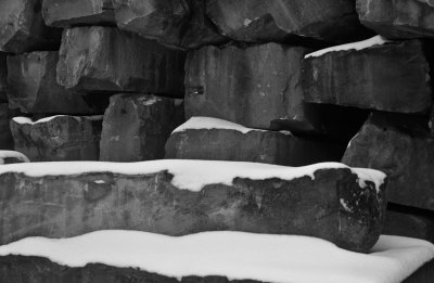 Stacked limestone and snow, Indiana, 2007.jpg